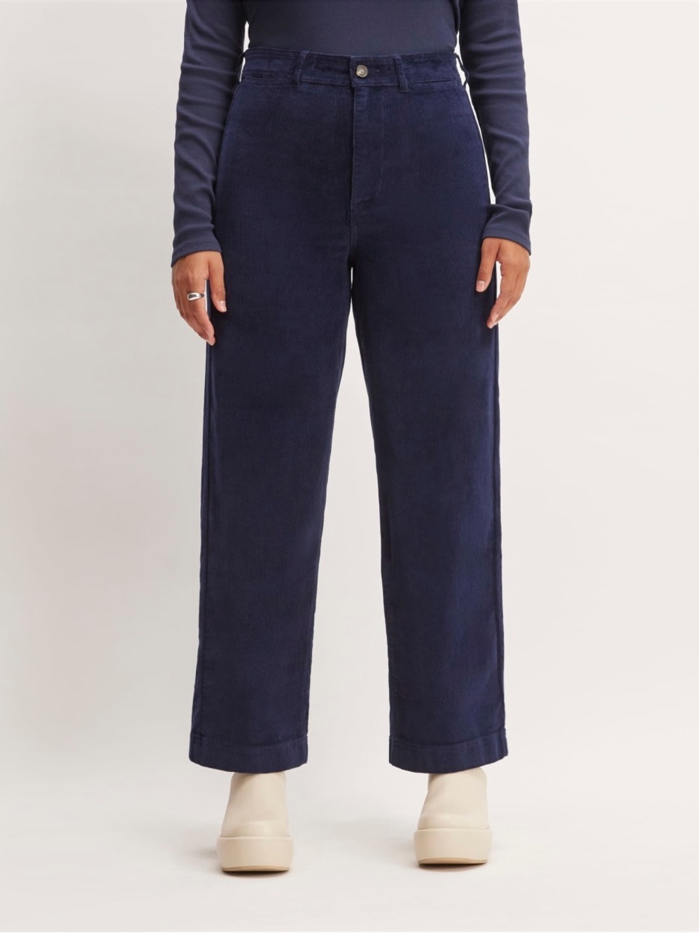 Everlane Navy Blue The Corduroy Wide Leg Pant Cotton Size 6